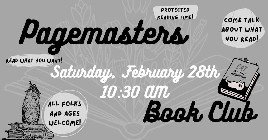 A cartoon owl perches on a stack of books while in the background, a lovely bouquet of flowers grows from an open book