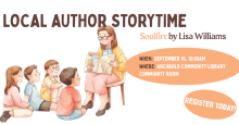 an image of an adult reading a book to four kids who sit on the floor in front of her